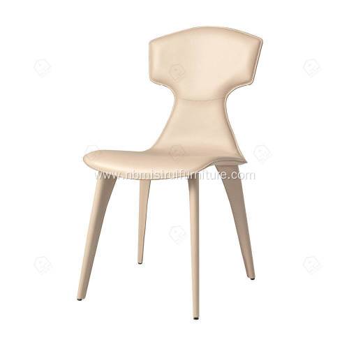 Italian minimalist rice white leather Ele side chairs